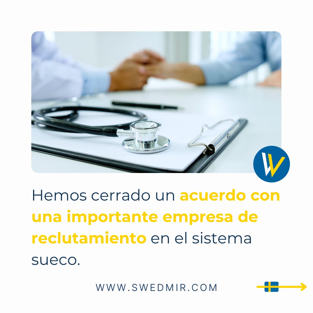 swedmir's tweet photo. 📢 ¡GRANDES NOTICIAS PARA MÉDICOS/AS ESPECIALISTAS Y ENFERMEROS/AS! 

Se ofrece una oportunidad única gracias a un nuevo acuerdo con una destacada empresa de personal sanitario del sistema sueco. https://t.co/FLjuEEtsFh