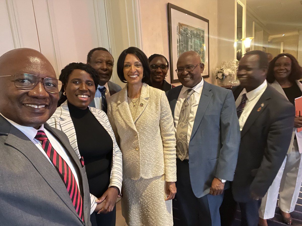 PresBreaux's tweet photo. So thankful and honored for the warm welcome to Kenya from Principal Secretary for Higher Education Dr. Beatrice Inyangala, Vice Chancellors from our partner universities,Prof Kiama @uonbi &amp; Prof Kiwage @egertonunikenya and Vice Chancellors from across the country. #HBCU #BSU https://t.co/nwgSB2CG1Y