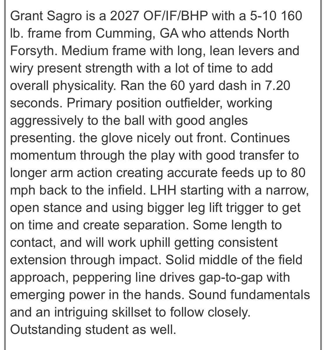 grantsagro01's tweet photo. Thank you Perfect Game for the write up! #AGTG @PG_Georgia @PG_Scouting https://t.co/vvuZ2dfurA