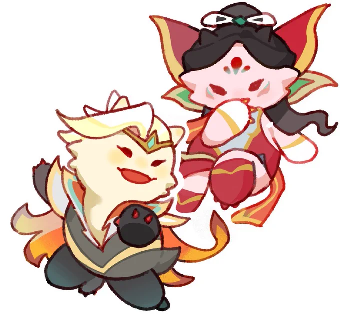Choncc as Shan Hai Scrolls Neeko, Hwei, Mythmaker Irelia, and Phoenixmancer Xayah and Dragonmancer Rakan from FFGS Weibo 