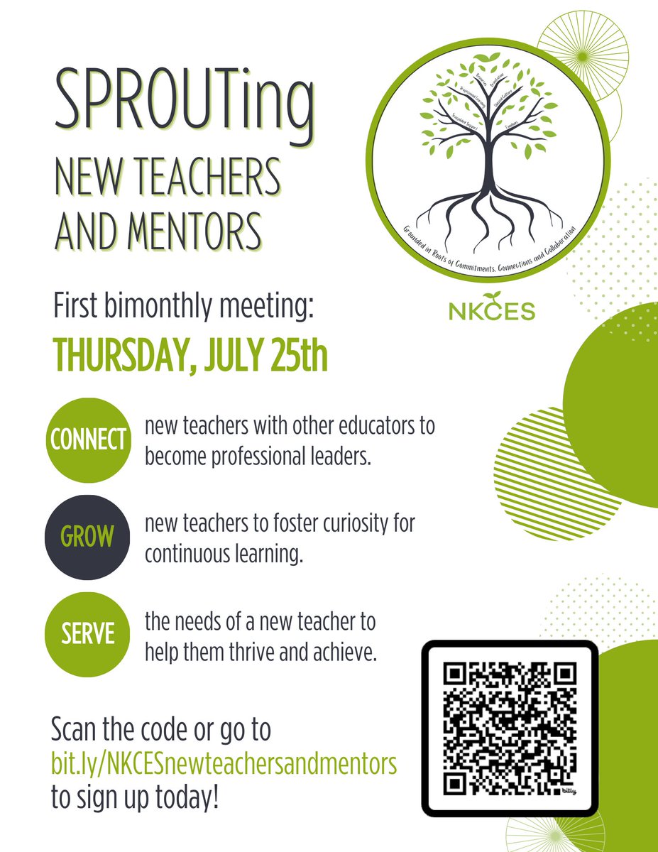 Sprouting New Teachers and Mentors begins this Thursday- are you signed up? Go to bit.ly/NKCESnewteache… and get ready to #ConnectGrowServe with fellow educators and leaders!