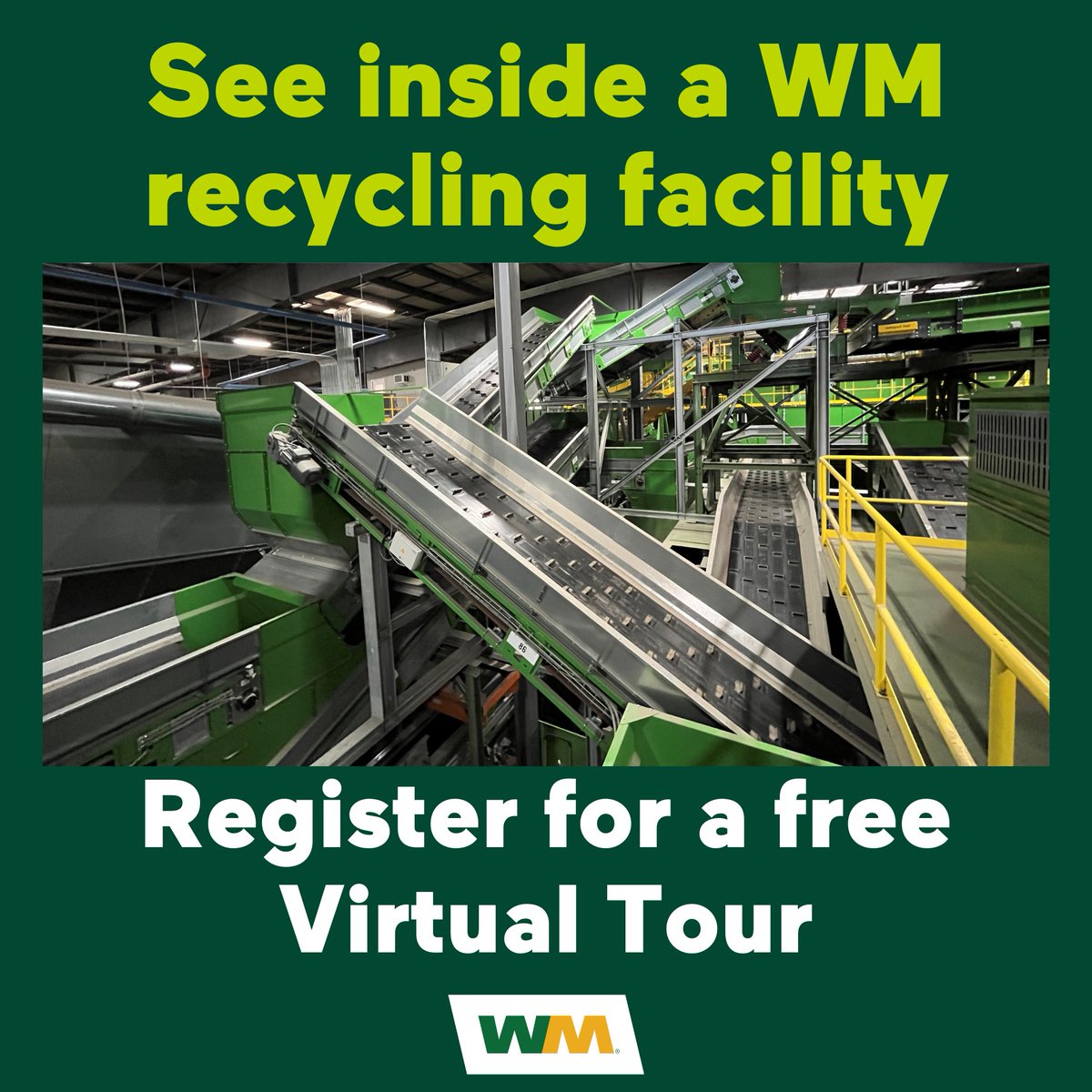 WMPugetSound's tweet photo. We have answers to your recycling questions! Join WM recycling experts for a virtual tour of a local recycling facility. Learn how you can #RecyleRight and reduce waste. Tune in on Friday, July 26, at 12 pm. The event is free and open to all. Register at https://t.co/n7XWPr54Qo. https://t.co/Y5w5bDAT8z