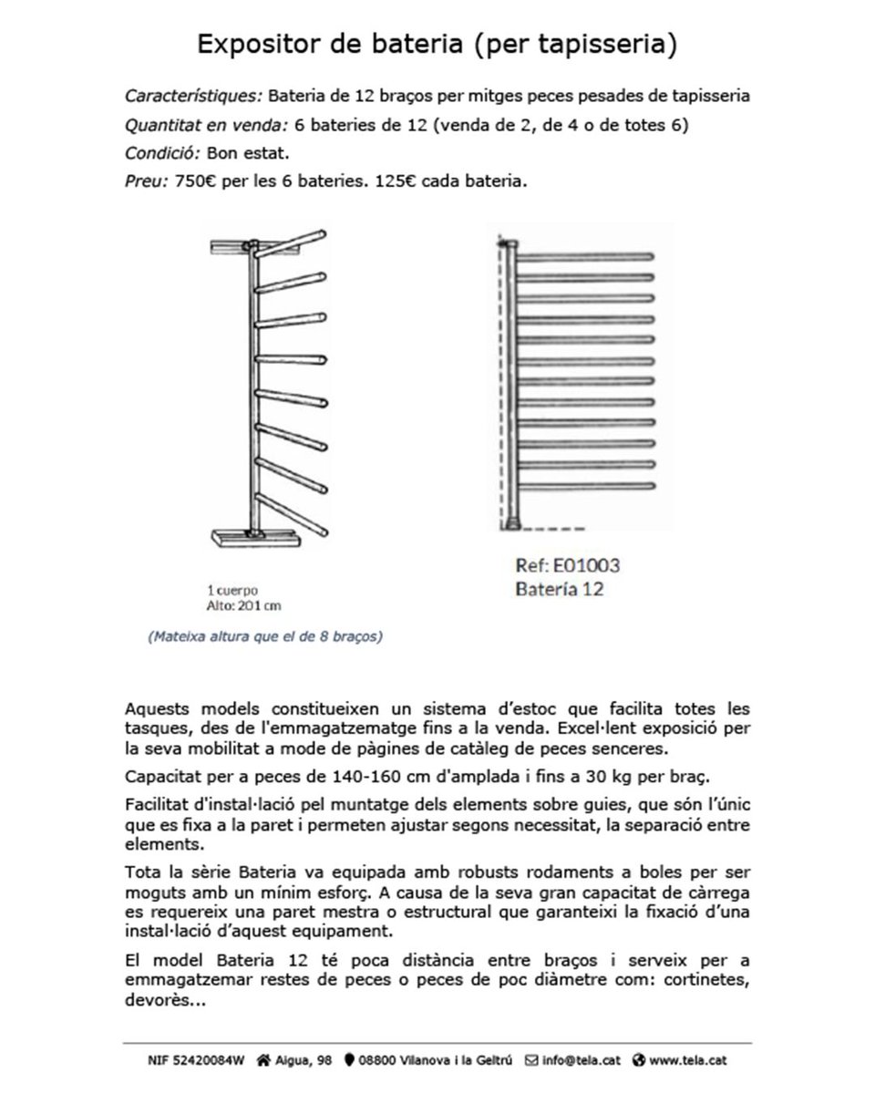 TeixitsBaig's tweet photo. Venda d'expositors de tubs.
---
Venta de expositores de tubos. https://t.co/lUrnuPqkk5