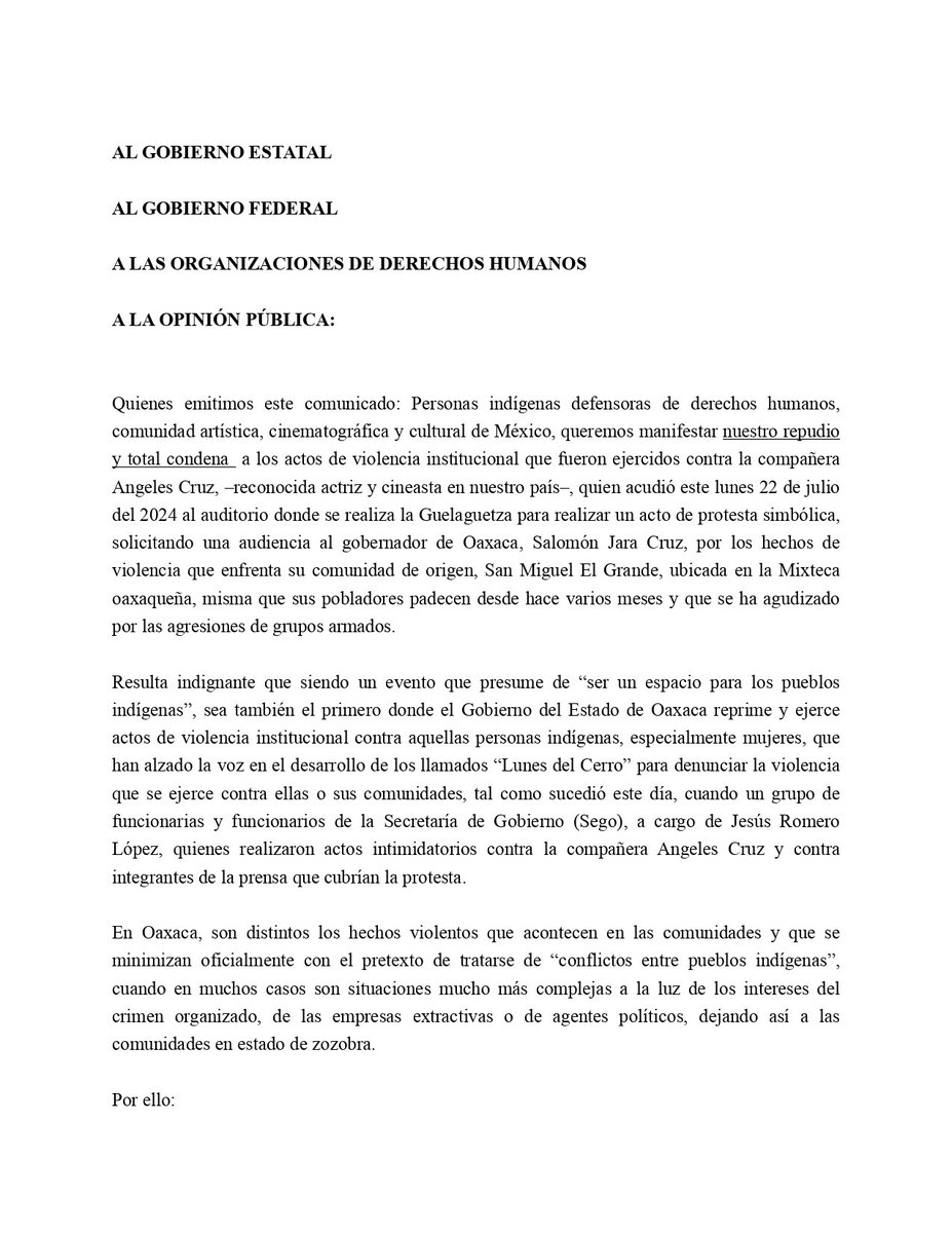 ReginaOrozco's tweet photo. Condenamos la violencia en San Miguel El Grande, Oaxaca.
@salomonj @jesusromerooax https://t.co/qqmWmUVrsa