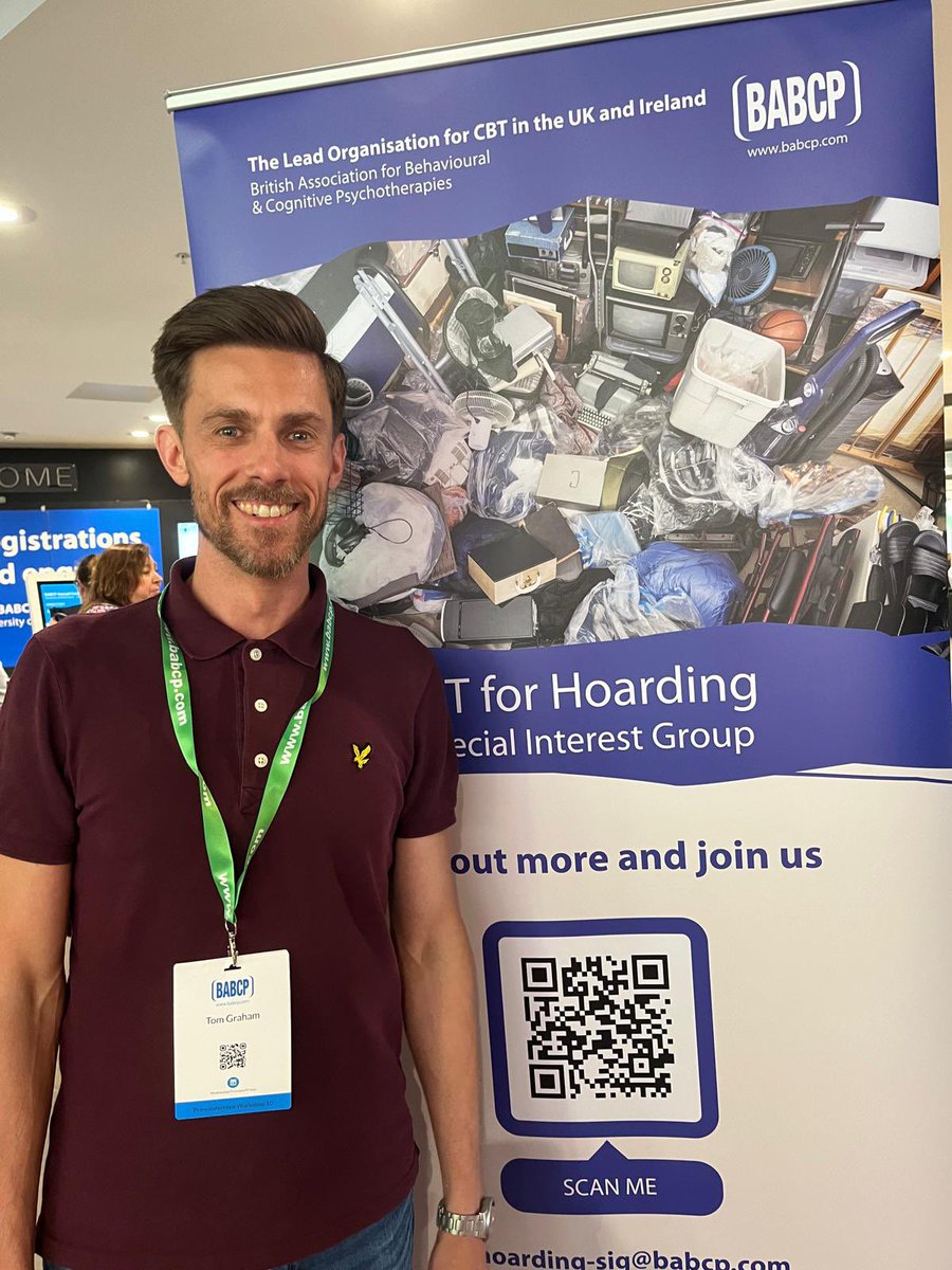 DrTomGraham's tweet photo. Excited to be part of the launch of the @BABCP #Hoarding Special Interest Group at BABCP Manchester 2024 Conference. Well done to @OCTC_Oxford Victoria Bream &amp; @DrJamesGregory for making it happen. https://t.co/QzqYHhyzyT