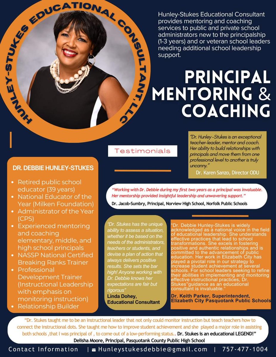 GarnerPrincipal's tweet photo. Dr. Debbie Hunley-stukes is/was my official principal mentor upon arriving to Booker T. Washington HS in January. She has provided insight, encouragement, &amp; direct support in just about every aspect of my work.  I endorse her without hesitation! https://t.co/4QC33rmlhH