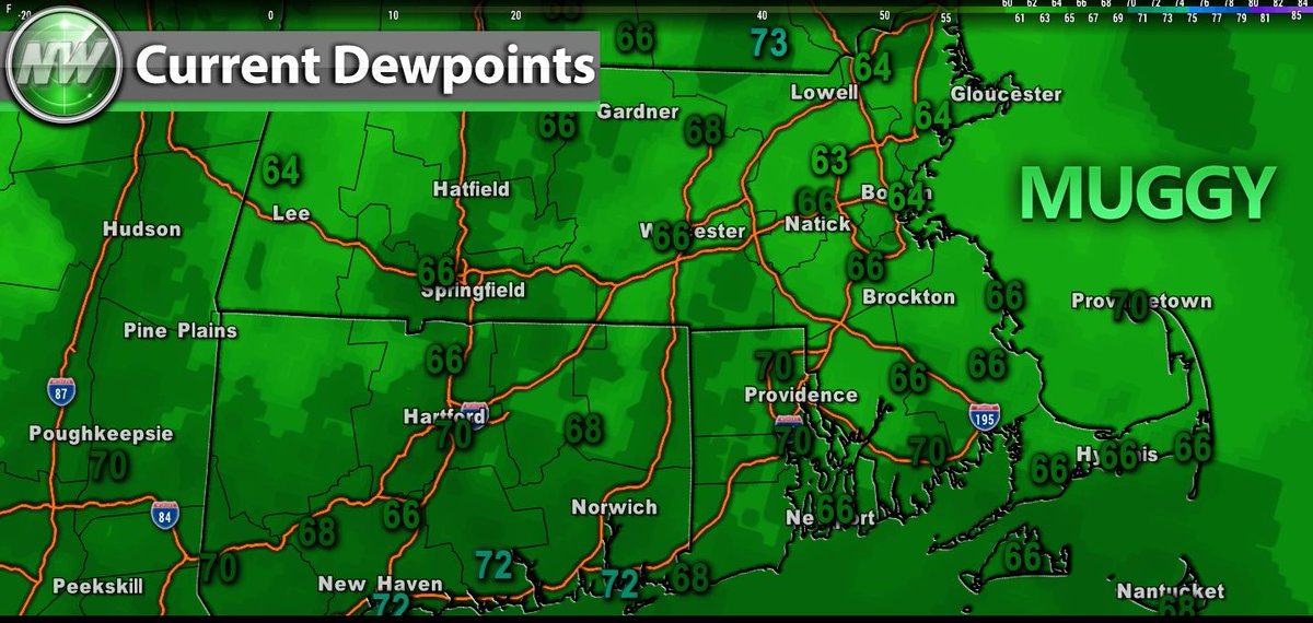 After a few days of enjoying low humidity, muggy conditions have once again returned to #SNE and is expected to linger for several more days this week: