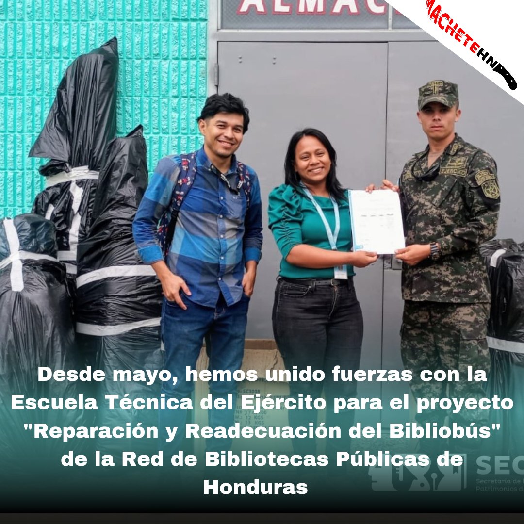 machetehn2009's tweet photo. #SECAPPHHOY 🚍 Desde mayo, hemos unido fuerzas con la Escuela Técnica del Ejército para el proyecto "Reparación y Readecuación del Bibliobús" de la Red de Bibliotecas Públicas de Honduras 📚 🚌
#SECAPPH #RBPH #Bibliobús https://t.co/16vPhRezqC