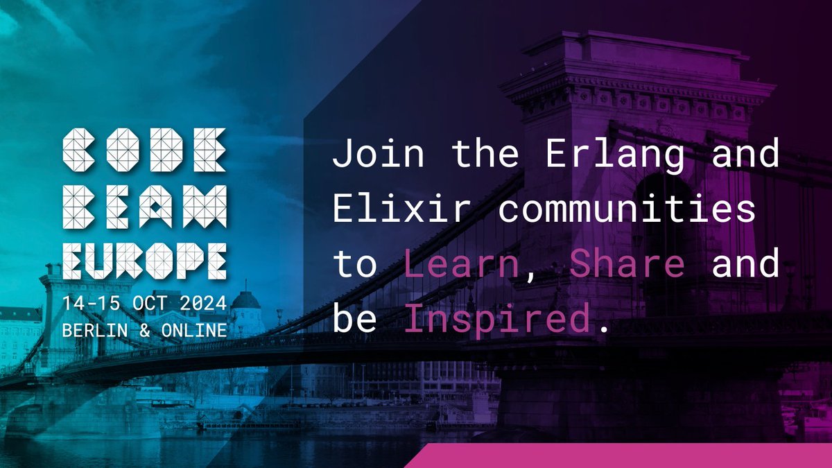 Erlang Ecosystem Foundation (@theerlef) on Twitter photo ✨📢 Have you checked out the incredible talks happening at <a href="/CodeBEAMio/">Code BEAM</a>?
💬 Lua on the BEAM by <a href="/davydog187/">Dave Lucia</a> and <a href="/rvirding/">Robert Virding</a>
👉codebeameurope.com/talks/lua-on-t…
💬 10 Ways to Stop an Erlang VM by <a href="/elbrujohalcon/">Brujo Benavides</a>
👉 codebeameurope.com/talks/10-ways-…
💬 Same same but different: Static type ✨📢 Have you checked out the incredible talks happening at <a href="/CodeBEAMio/">Code BEAM</a>?
💬 Lua on the BEAM by <a href="/davydog187/">Dave Lucia</a> and <a href="/rvirding/">Robert Virding</a>
👉codebeameurope.com/talks/lua-on-t…
💬 10 Ways to Stop an Erlang VM by <a href="/elbrujohalcon/">Brujo Benavides</a>
👉 codebeameurope.com/talks/10-ways-…
💬 Same same but different: Static type