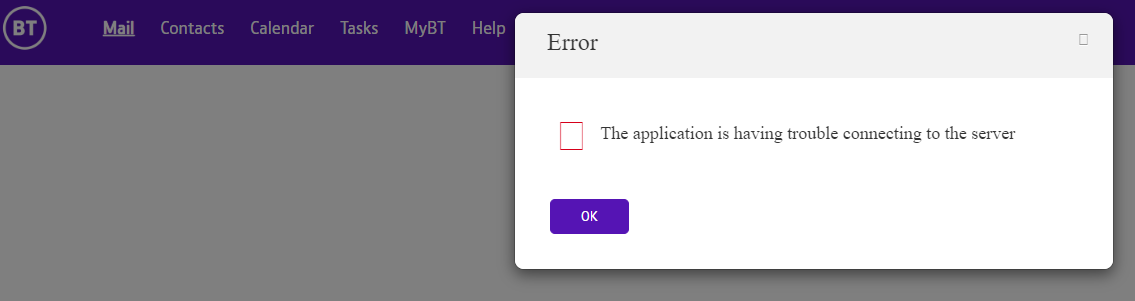 arl2839's tweet photo. @bt_uk @bthelpengland What is going on with BT email? Can't get any response from webmail, only errors like this https://t.co/pMM8it8xzc