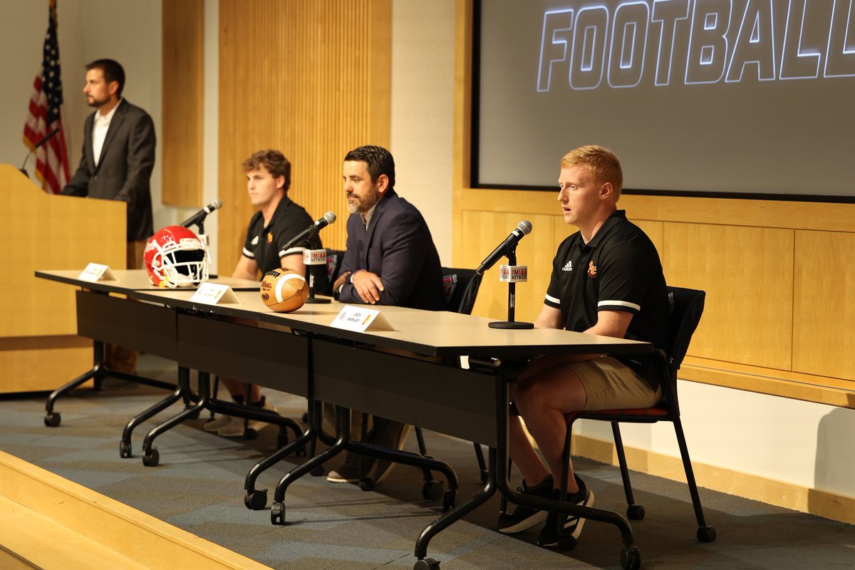 MIAA Football Media Day.

Gorillas represented today by head coach Tom Anthony, QB Chad Dodson Jr. and LB Jack Barkley 🦍🏈