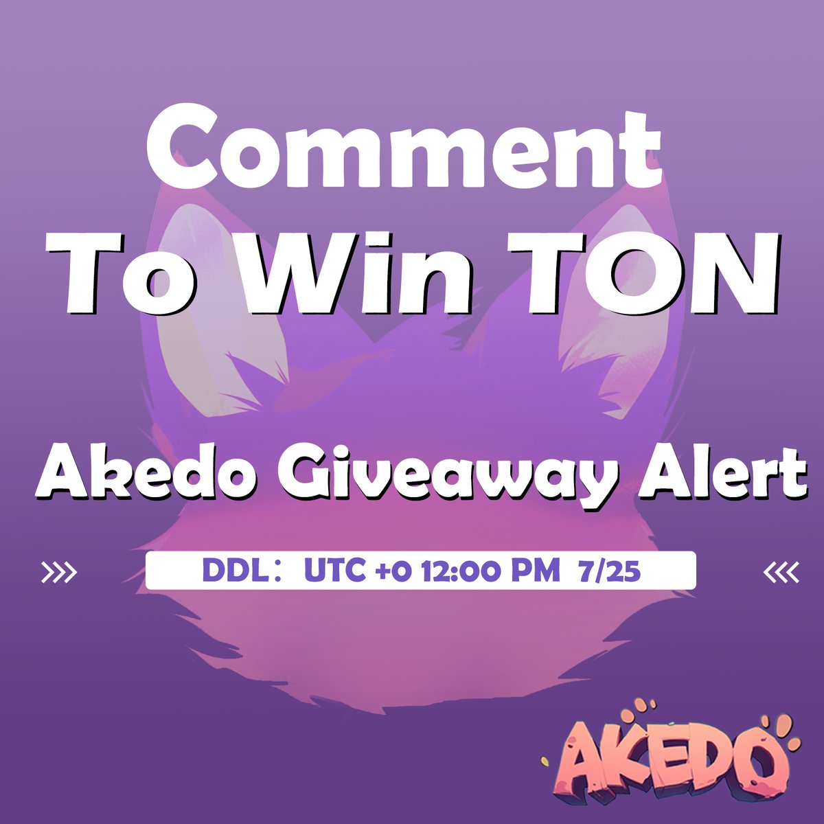 akedofun's tweet photo. 🚀 Akedo Giveaway Alert! 🚀

Drop your Ton address in the comments for a chance to win a $TON airdrop! We're selecting 20 lucky winners!

#Akedo $TON #Airdrop https://t.co/WCm6hLMWZD