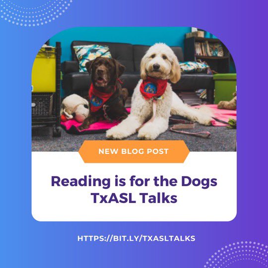 Reading is for the Dogs!! In our new #TxASLTalks, Kim Kinnard &amp; Linda Stokes share their therapy dog program in the Grapevine Library. Check it out at bit.ly/txasltalks #txasl #txaslchat <a href="/TXLA/">Texas Library Assn.</a>