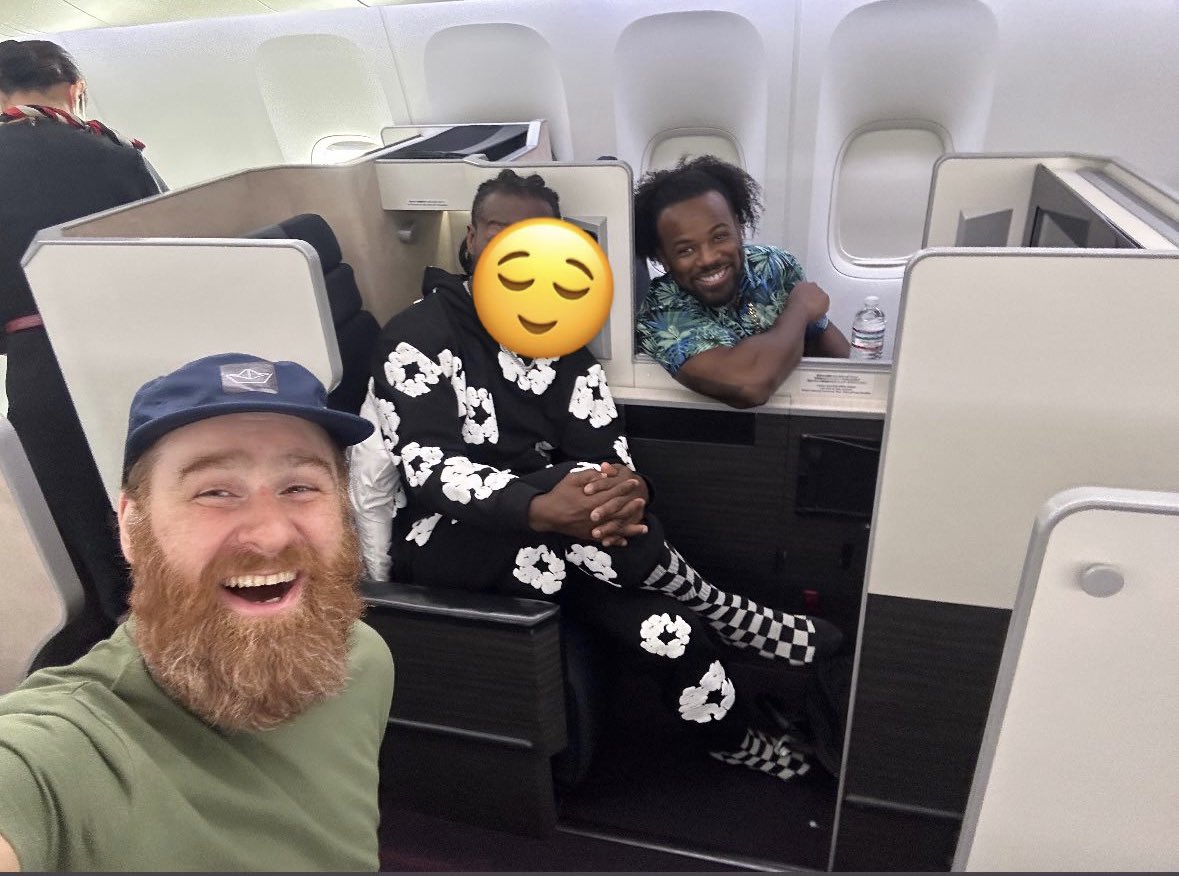 SamiZayn's tweet photo. Going to Japan.

*Kofi Kingston did not give consent to be photographed. https://t.co/4uObRwUmLa