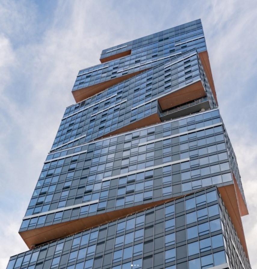 CVUrbanism's tweet photo. It's #TallBuildingTuesday with 134.6 meter #residential #building, Nexus, in #Seattle. A LEED Gold certified building, the stacked rotating cubes give residents multiple unique viewpoints, areas for communal terraces, and cover from winter rains and shading in the summer. https://t.co/Q3r16P6SuD