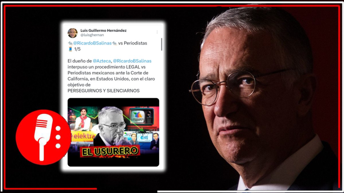 ReporterosMX_'s tweet photo. 🚨 #Alerta | En un claro intento de censura, el magnate y deudor fiscal, Ricardo Salinas Pliego (@RicardoBSalinas), atenta contra la Libertad de Expresión y acceso a la Información de México, e interpone en EE.UU. procedimientos legales en contra de 20 comunicadores independientes. https://t.co/Xdyk0aQ1i2