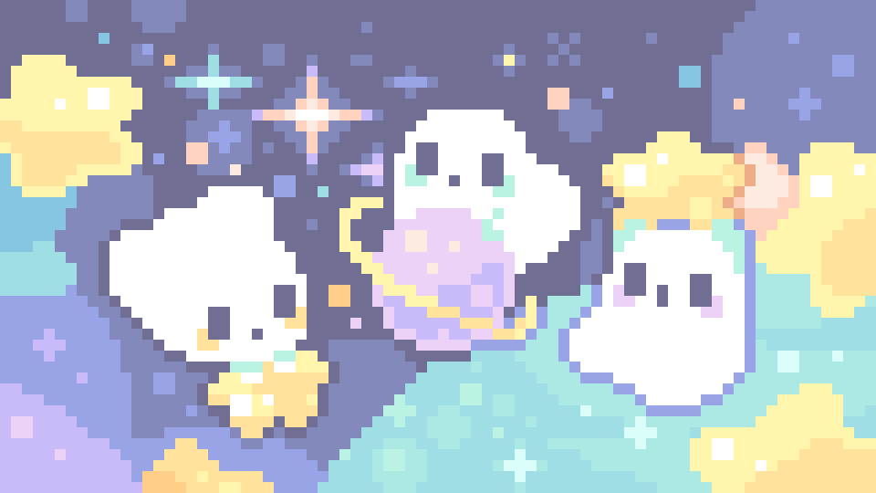 きらきら星おばけちゃん🪐🌟
#毎日ドット絵 #dotpict