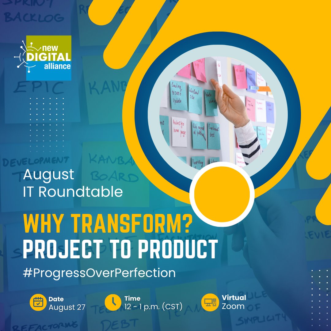 newdigitalalli's tweet photo. Last chance to register!

Join us for our August virtual IT Roundtable where we delve into @Thrivent's transformative journey from Project to Product.

Learn more and register here: https://t.co/f8MTyuVYbT https://t.co/0VwI2F3EqF