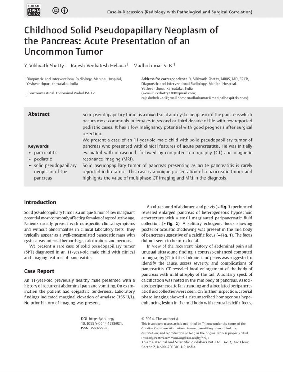 vikhyathbshetty's tweet photo. My case in discussion - Published in the Journal of gastrointestinal and abdominal radiology (JGAR). 
More in https://t.co/N0XzINSCEb https://t.co/rTkn6SG5LM