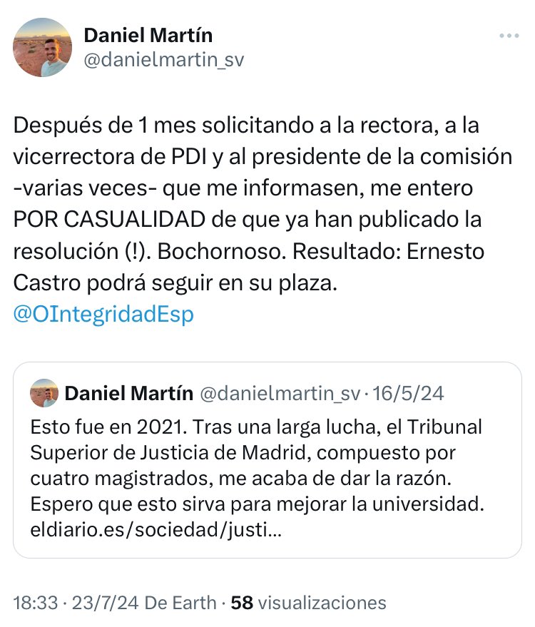 Hoy nos llegan dos muy malas noticias para personas que han luchado mucho hasta llegar a juicios para que pase esto. 

Los hilos y noticias originales en el 2º tuit. 

Todo nuestro apoyo <a href="/miguelenlared/">Miguel Álvarez Peralta</a> y <a href="/danielmartin_sv/">Daniel Martín</a>