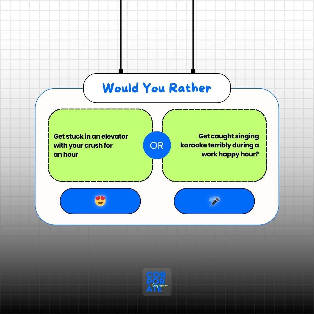 CC_unfilter's tweet image. Choose your emoji and comment on your preferred awkward work encounter!

#CorporateConfessions #OfficeCrush #WorkKaraokeFails