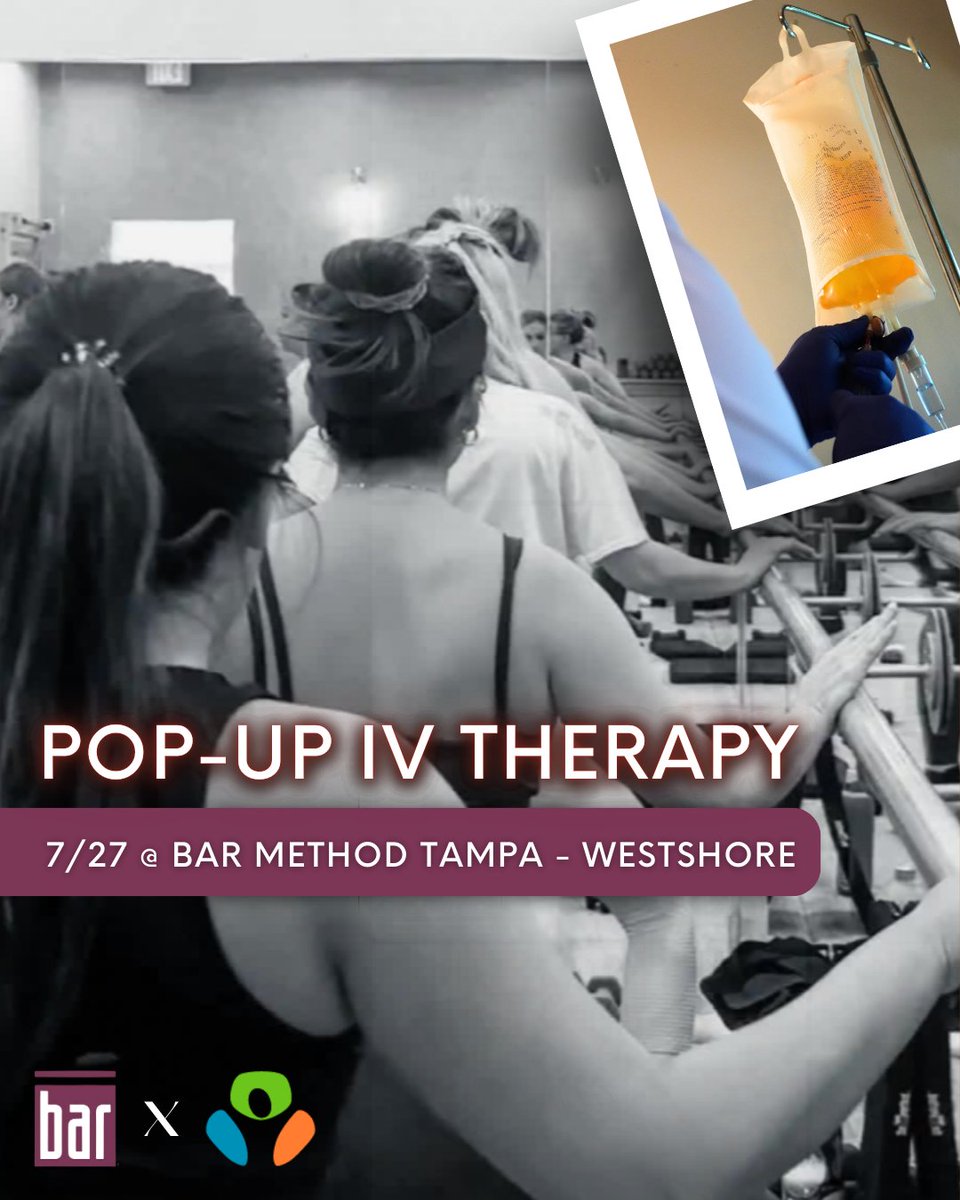 ReplenishTampa's tweet image. Looking to level up your fitness? Bar Method Tampa offers high-intensity, low-impact workouts to help you reach your goals. To be sure you&apos;re hydrated, we&apos;re hosting IV sessions this Saturday (7/27) at Bar Method.

#WellnessPartners #BarMethod #TampaFit  #Recovery #IVTherapy