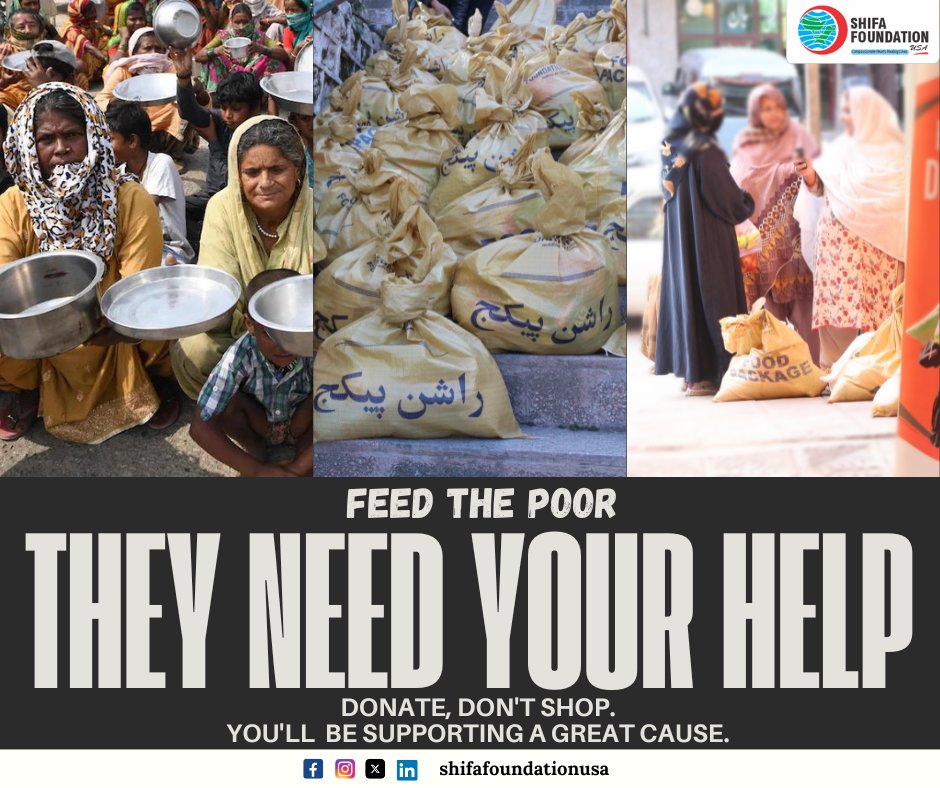 UsaShifa's tweet photo. Nourish a Family's Year with Hope: Just $1 a Day, $360 a Year. Let us come together and make a difference, one plate at a time. Join @UsaShifa "Feed the Poor: a Plate of Love" campaign and nourish a family that struggles to put food on the table. Donate:https://t.co/q0gi8Jm4CM https://t.co/2INOx6e0OO