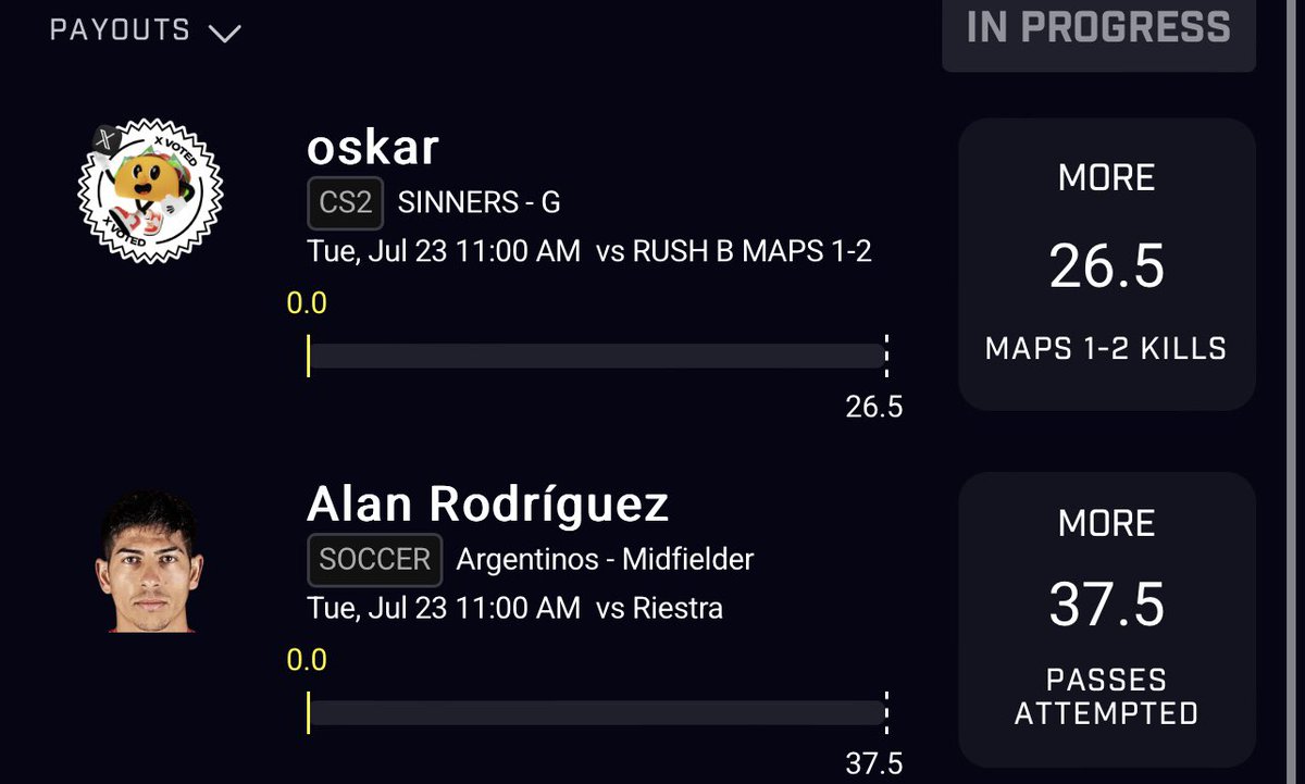 WeeniesPicks's tweet photo. 2 LEG TACO: 

Alan Rodríguez - Over 37.5 Passes attp 
oskar - Over 26.5 Kills https://t.co/kkhGnOP9AV