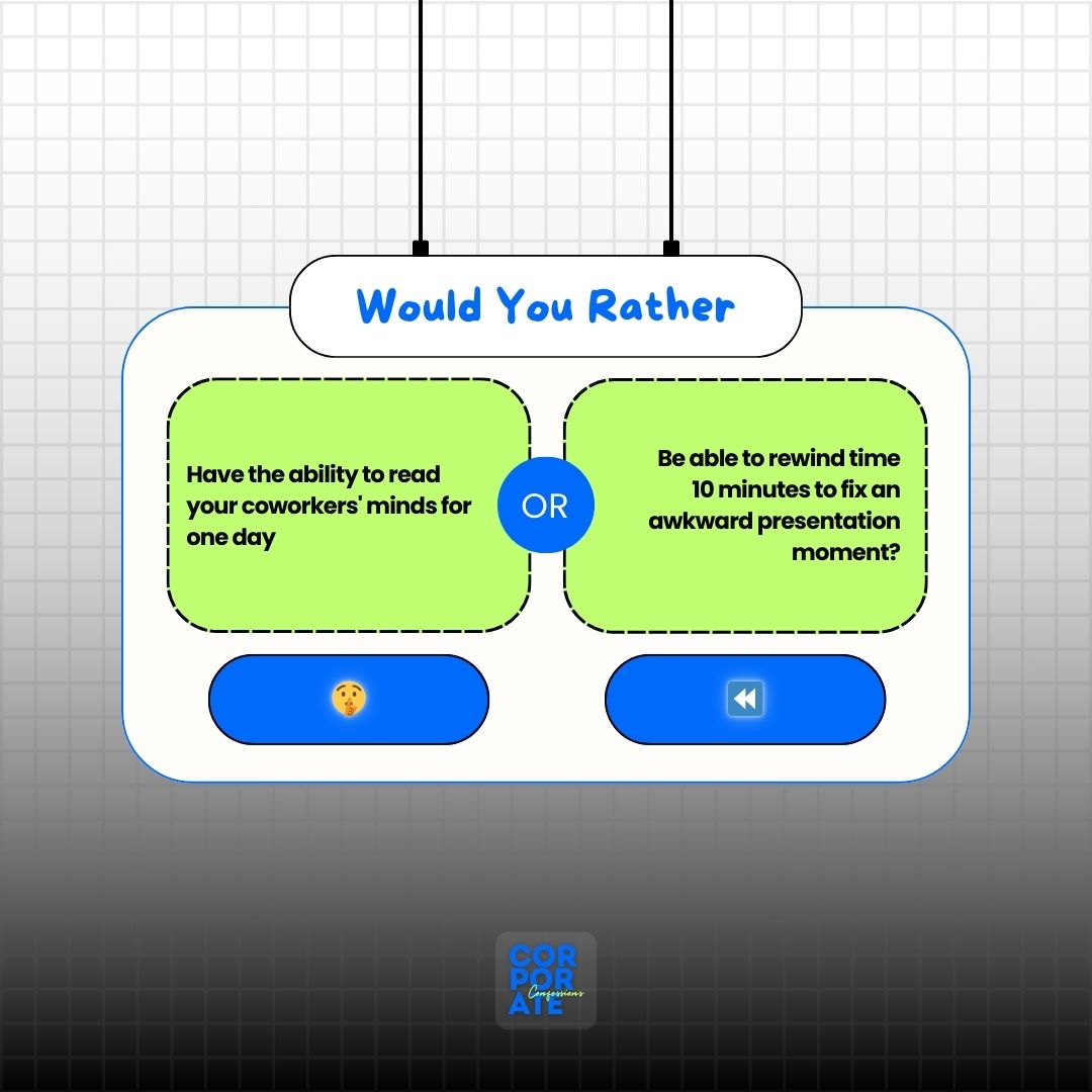 CC_unfilter's tweet image. Choose your emoji and comment on your dream office superpower in the comments!

#CorporateConfessions #MindReadingatWork #PresentationFails