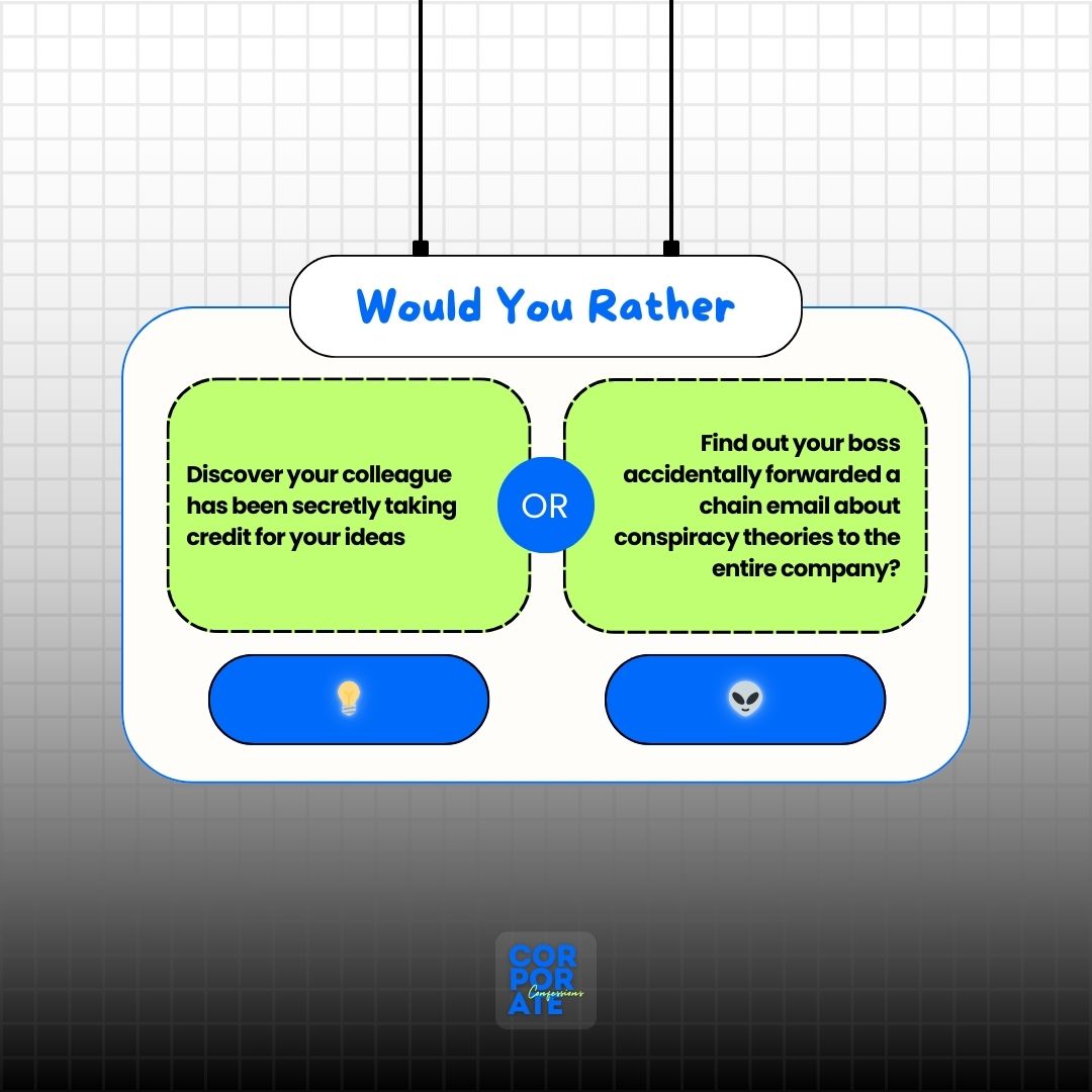 CC_unfilter's tweet image. Choose your emoji and comment on the coworker situation you&apos;d rather deal with!

#CorporateConfessions #IdeaTheft #BossFail