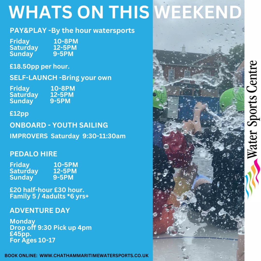 CMTWatersports's tweet photo. Come make a #splash 💦 with us this weekend at our unique #urbanplayground!
Here's what's on......
#paddleboard #kayak #sail #pedalo
 🏄‍♀️🛶⛵🦄🦢
Book online https://t.co/vWvMptY86K https://t.co/FYdqn4xFxe