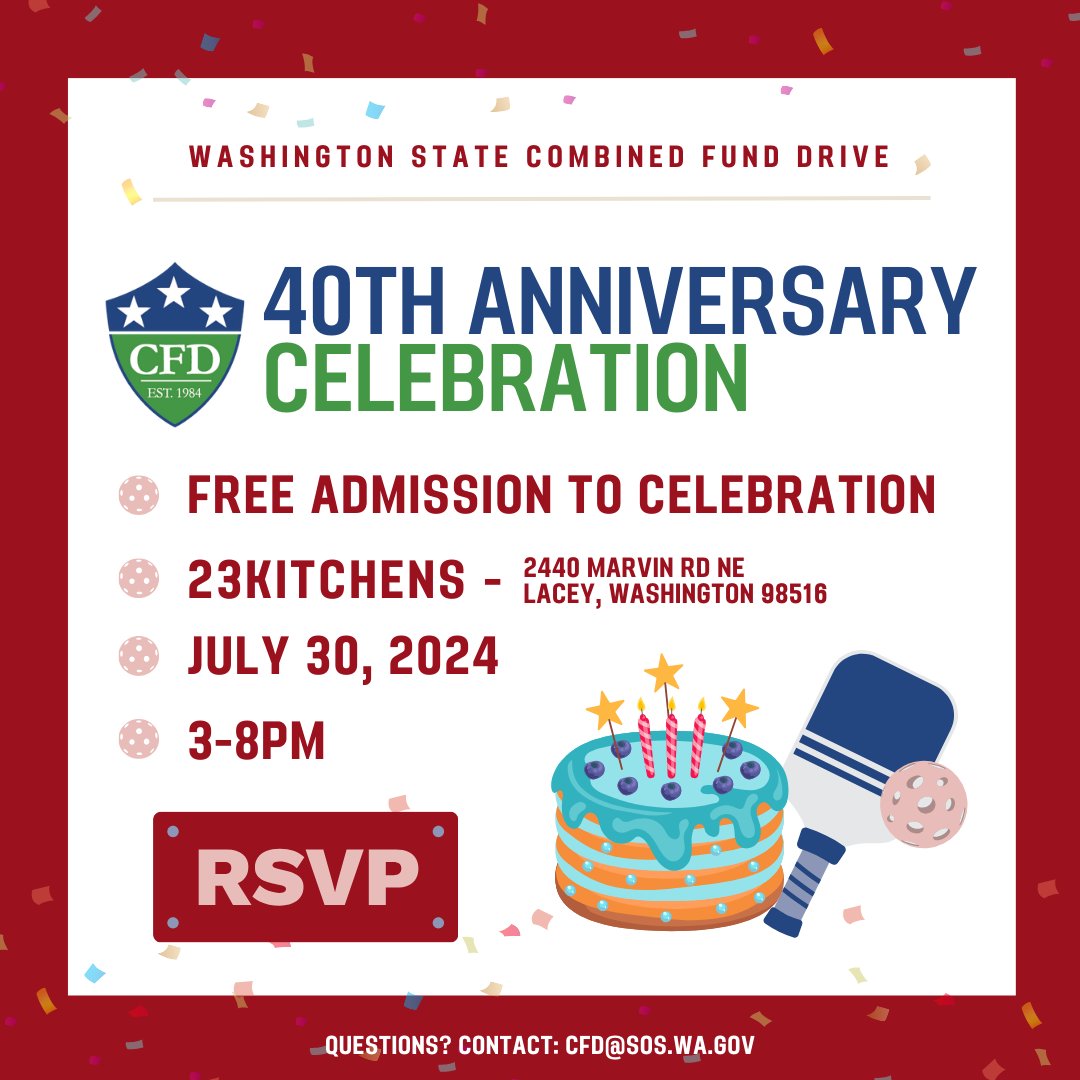 The CFD invites you to join us as we celebrate our 40 years of giving! 🎉 Enjoy great food, pickleball tournaments, raffles, and mingle with charities as we come together for a day of fun! We hope to see you all there ❤️

RSVP here: ow.ly/FJky50SHyug