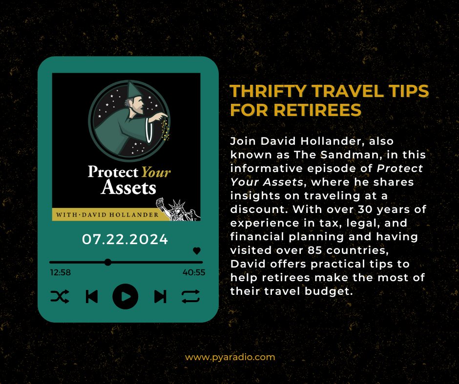 pyaradio's tweet image. Learn about leveraging a strong dollar, finding airfare sweet spots, saving on accommodations, and connecting with locals for a richer travel experience in this episode of Protect Your Assets. 

hubs.li/Q02HDrpl0 

#ProtectYourAssets #RetirementTravel #TravelTips