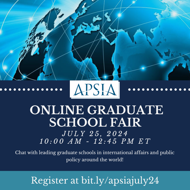 apsiainfo's tweet photo. We seek to advance international understanding, prosperity, #peace, and #security through the people and ideas shaped by our schools.

Learn what YOU can do w an APSIA degree!

Top schools of international affairs &amp; policy online Jul25!

https://t.co/4KSWBYcc42

#GradSchoolFair https://t.co/sBAG8F00UV
