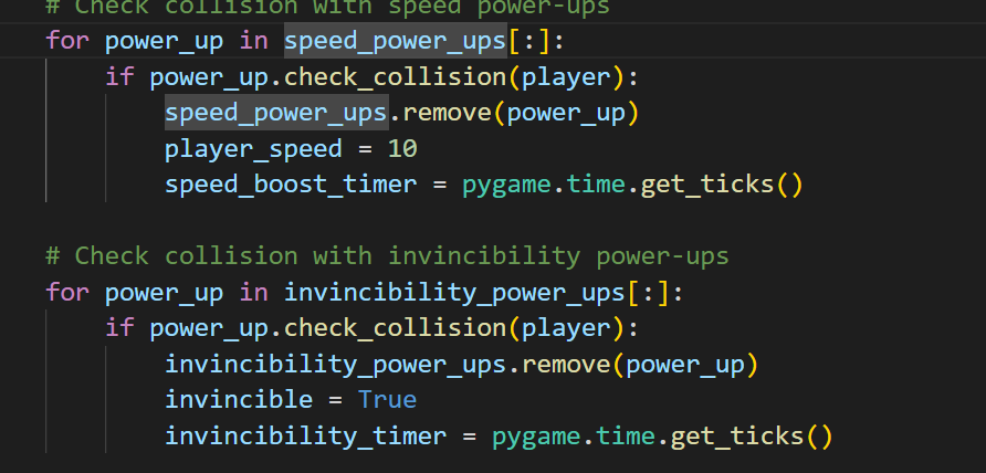 oshika__'s tweet photo. #LSPPDay53
Today, I enhanced the Pygame platformer game by adding two power-ups: one that temporarily boosts the player’s speed and another that grants temporary invincibility.
#LearningWithLeapfrog #60DaysOfLearning2024
@lftechnology https://t.co/YYytcvCLLl