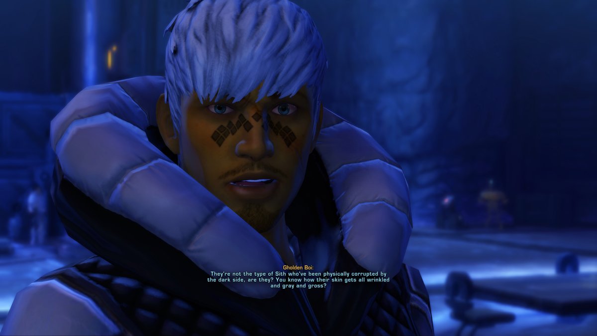 Everlastscribe's tweet photo. Gholden Boi has his priorities. . . . others don't seem to share them. #swtor #priorities #smuglife @SWForce4EU @ShadaKaDjo https://t.co/6i1i51PiJl