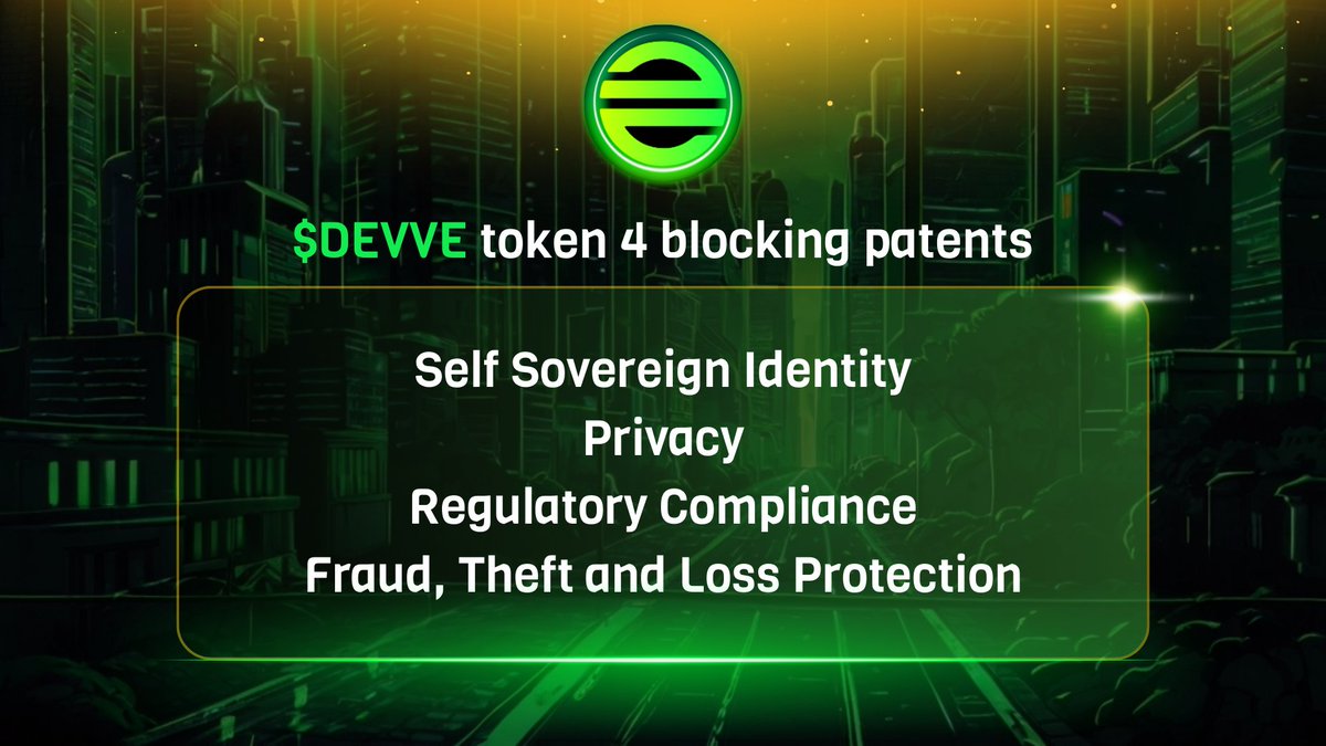 Our ecosystem token offers a unique value proposition that will be hard to match 🪙

By securing patent protection across different fields, we are able to offer a unique technology and increase $DEVVE utility 💡