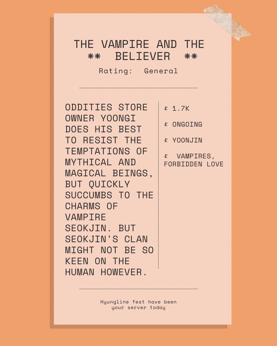 hyungfest's tweet photo. 🍥 The Vampire and the Believer
🍥 https://t.co/VoQgC3sthq https://t.co/VmtmFqfRzw