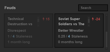 JowMahin's tweet photo. Update 1.0.2 indicates already booked feuds so you can tell which ones haven't been booked yet. It also adds pronouns to championships, the option to import save files and a 'Delete All' button in the event card.

https://t.co/dBLGeXu67J https://t.co/tiZm3MtAQe