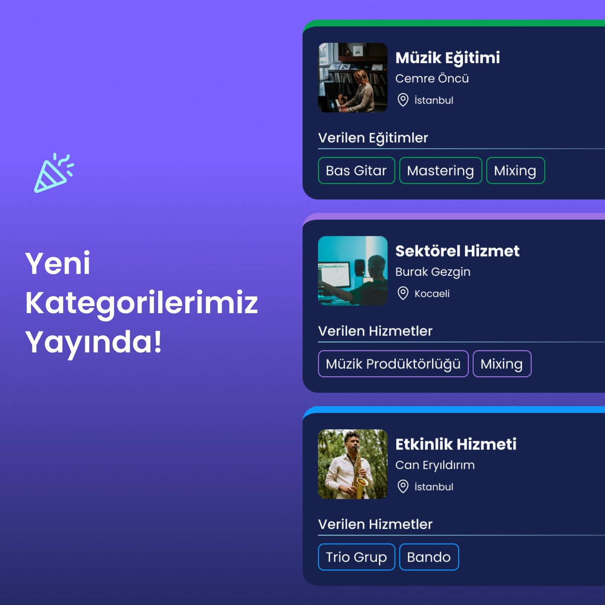 armonyapp's tweet photo. Armony App'te Yeni Kategoriler: Sektörel Hizmet, Etkinlik Hizmeti ve Müzik Eğitimi Artık Yayında! Müzisyenler ve Müzikseverler İçin Sürekli Gelişiyoruz. 🎵

https://t.co/qc79ib6IIM https://t.co/H9CzNIe0a4