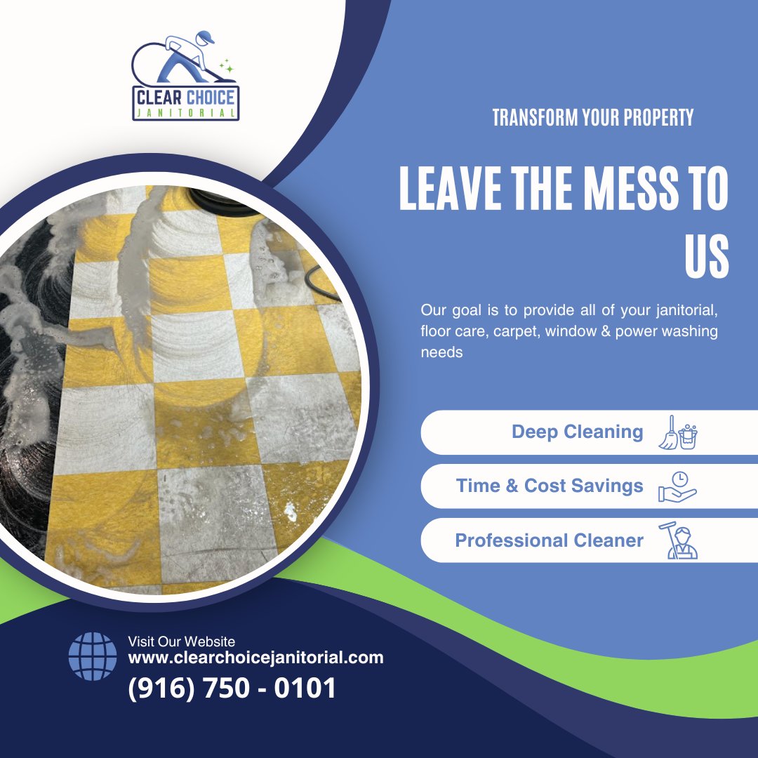 ClearChoiceJan's tweet photo. ✨ Leave the Mess to Us – Your Satisfaction is Our Priority!

We’re just a call away. Schedule your cleaning service and enjoy a pristine environment without lifting a finger.

#CleaningService #ProfessionalCleaners #EcoFriendly #SpotlessClean #BookNow https://t.co/ofsKMVeyN2