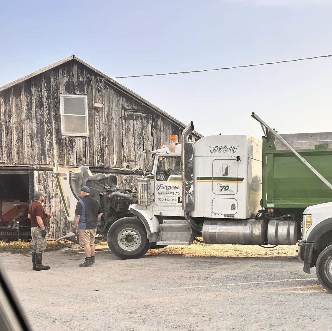 What advice do you think Mike our mechanic was getting yesterday?  Thanks to Coxlyn Farms for helping us out after we blew a coolant line.