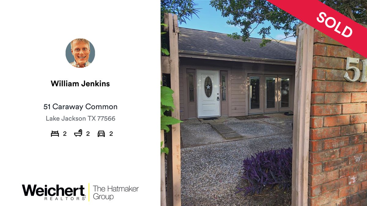 RealtorWilliam_'s tweet photo. 🛌 2 🛀 2 🚘 2
📍 51 Caraway Common, Lake Jackson, TX, 77566

My latest sale on RateMyAgent.
 0660334
https://t.co/AlnfF2PuQD

...
#ratemyagent #realestate #The_Hatmaker_Group https://t.co/bsFOKe1Rcl