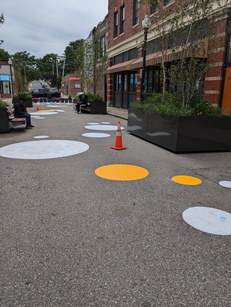 RosMainStreet's tweet photo. We are so excited to have Kit Collins back in Roslindale helping us to make Birch Street Plaza a fun and welcoming place for all! With trees in the planters and this mural underway, Birch Street Plaza is coming together!

#ROSLove #Roslindale #massachusetts #boston #mylocalMA https://t.co/Iw9WozCdB7