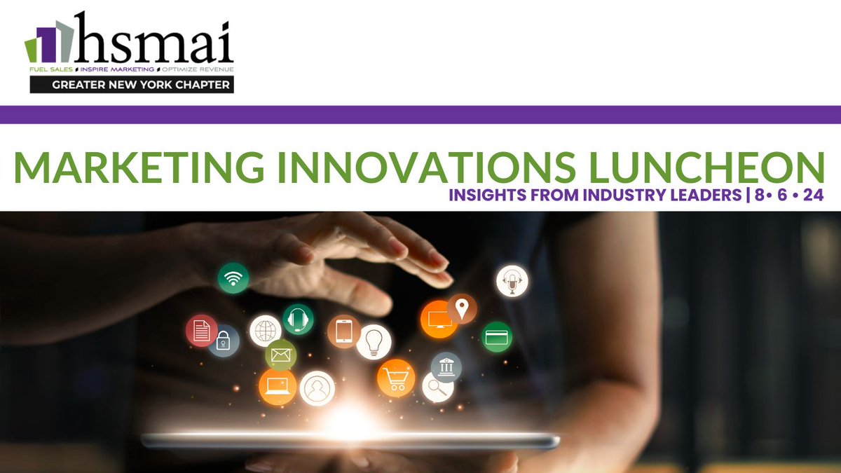 Registration is now open for our August 6th Marketing Innovations Luncheon from 11:30-2PM at The Consulate Midtown!

Learn more about our fantastic panel and register here:  ivvy.com/event/OBN7EB/

#hsmai #nyc #nyctourism #nycmarketing #luncheon