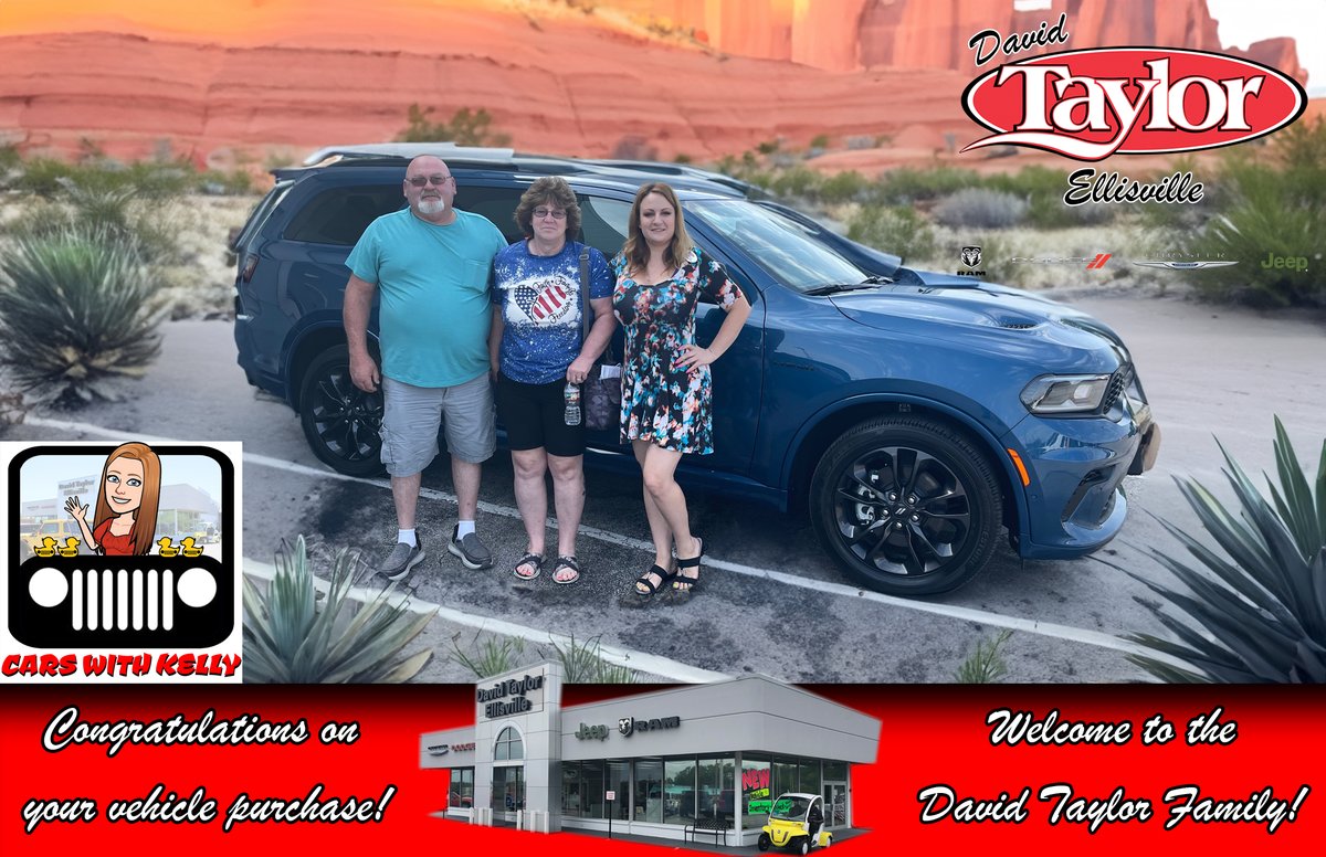 Congratulations to Melanie and Terry on the purchase of their Dodge Durango from their salesperson, Kelly Pierson!
carswithkelly.com taylorstlouis.com
#CarsWithKelly #DavidTaylorCDJR #AmazingDeals #DavidTaylor #WelcometotheDavidTaylorFamily