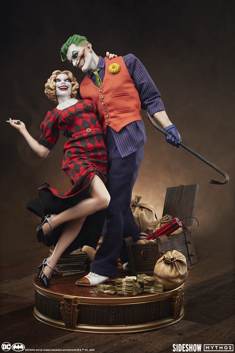 DCUonCB's tweet photo. Sideshow just dropped an insane new Joker and Harley Quinn statue for their Mythos line. https://t.co/smL0IPG4Oc