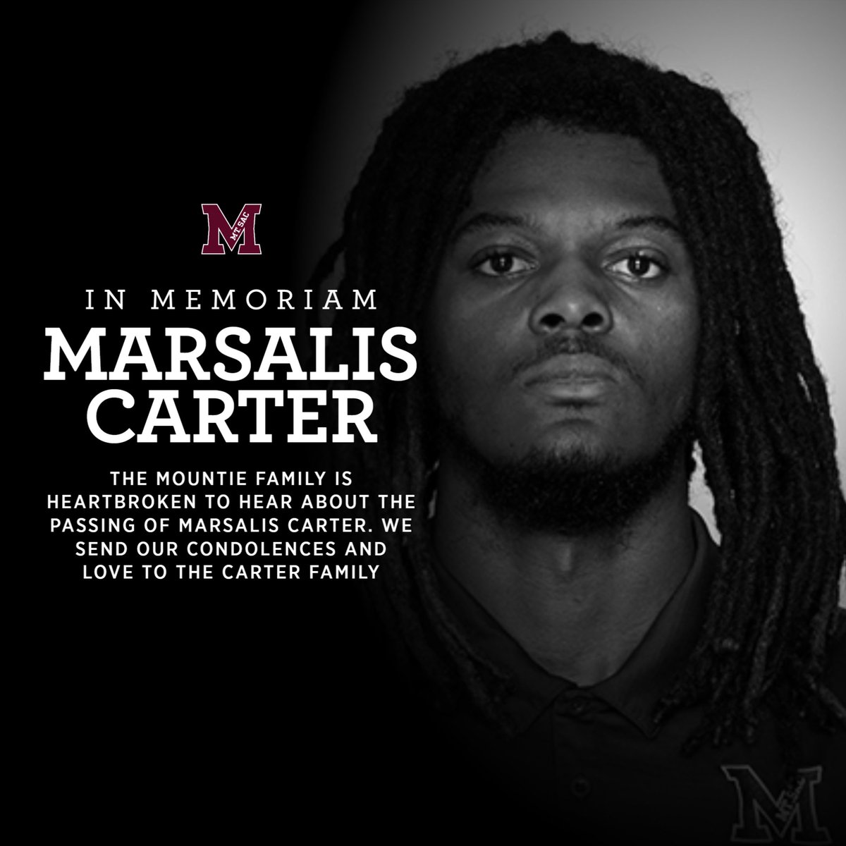 mtsacfootball's tweet image. It is with a heavy heart that we say goodbye to Marsalis Carter. We are sending our prayers and condolences to the Carter family. Once a SACDAWG, always a SACDAWG.