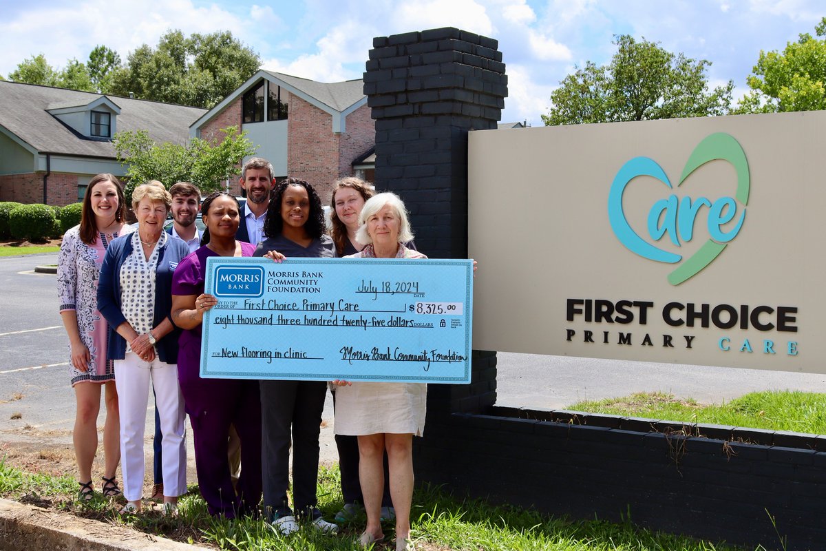 The Morris Bank Community Foundation provided a grant for $8,325 to First Choice Primary Care to complete a flooring restoration project at their Warner Robins location. 

To read the full story, visit morris.bank/mbuzz