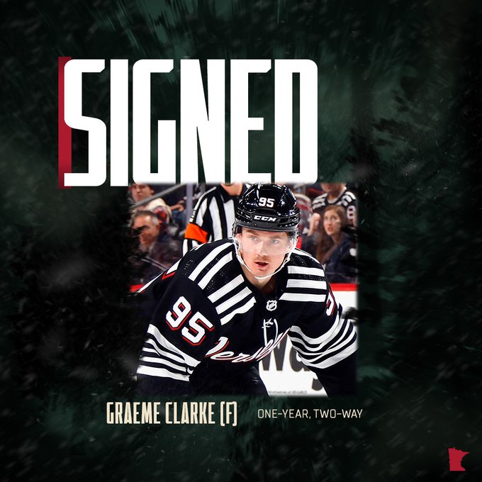 Graeme clarke signed graphic for a one year, two way contract 